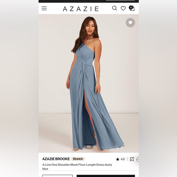 Azazie Dresses & Skirts - Dusty blue one shoulder bridesmaids dress